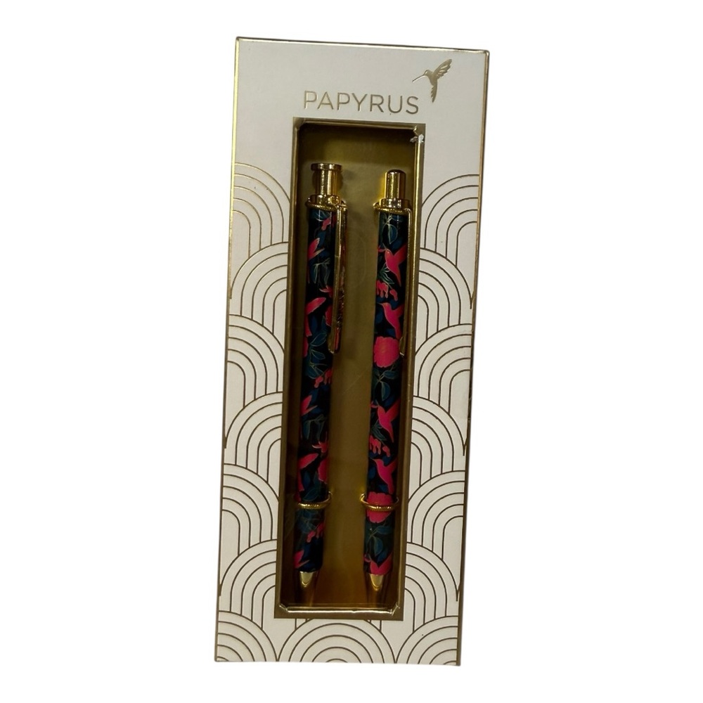 Papyrus Pen & Mechanical Pencil Set – Floral Design – Gift Boxed. NEW